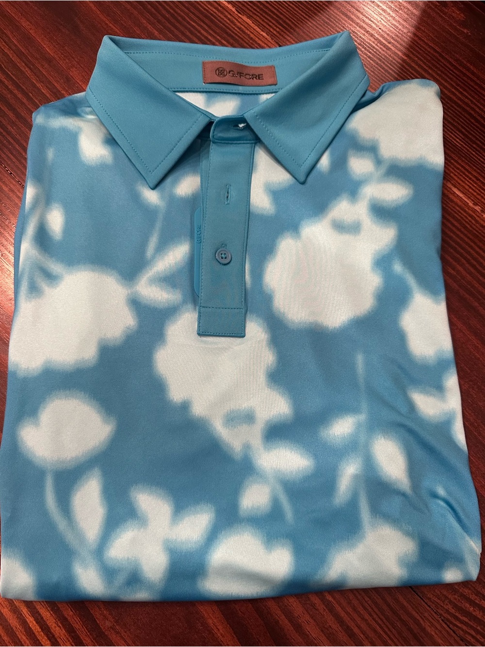 G/FORE Blue & White Floral Tie-Dye Polo
